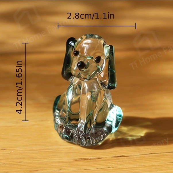 Trendooze Mor Cam Köpek Heykeli, Modern Masaüstü Dekoru Sunshine022 El Yapımı, Masaüstü Aksesuarı