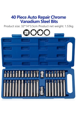 40 Parça Bits Uç Seti Torx Allen Ve Spline Fare Diş Cr-v Çelik Malzeme