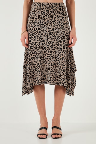 Lela Desenli Volanlı Midi Boy Bayan Etek 5869010 Leopar