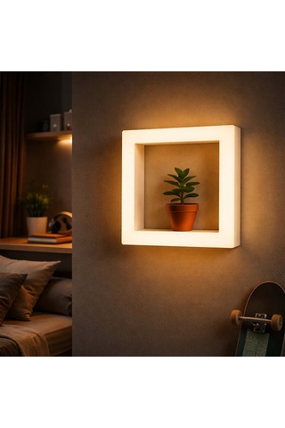Fibrika Store Framelight Kare Duvar Ve Masa Lambası Beyaz