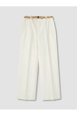 Lcw Vision Beyaz Loose Fit Kemerli Kadın Pantolon