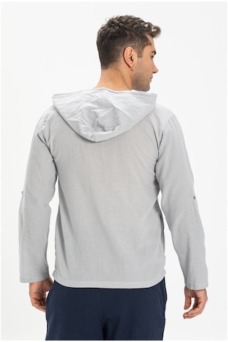 Şile Bezi Kapüşonlu Erkek Sweatshirt Gri Gri