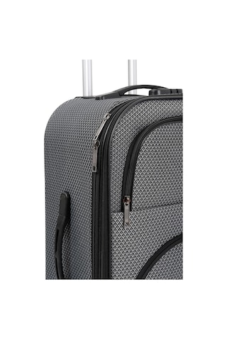 Oleets 8 Tekerli Su Geçirmez Kumaş Orta Boy Valiz Gri