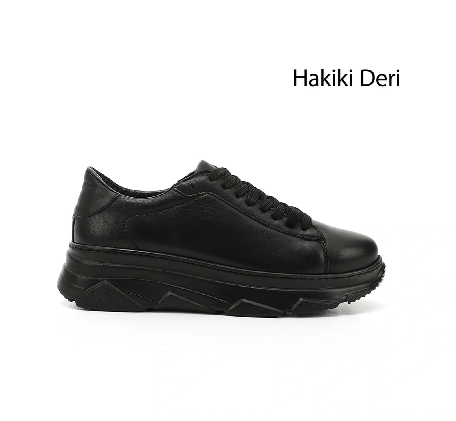 Gönderi(R) Gönderi R Kadın Siyah Bağcıklı Dolgu Taban Hakiki Deri Sneaker Dyza13424166 Siyah