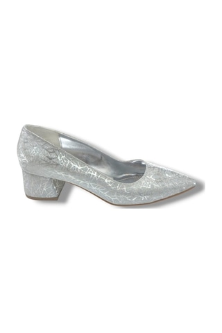 C-shoes Lh1000-26 Simli Aynalı Kalın Topuklu Kadın Ayakkabı 6cm 41-42 GÜMÜŞ