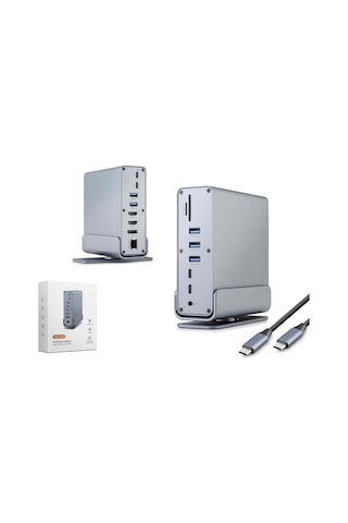 Hadron Hdx7065 Type-c Combo Hub Docking Station 4k 60hz Lan Usb 16 Port Gri