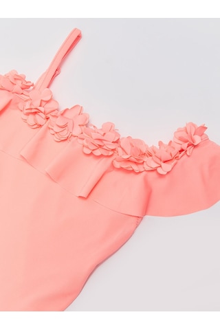 Deep Beach Pembe Çiçek Detaylı Kız Çocuk Mayo Pembe