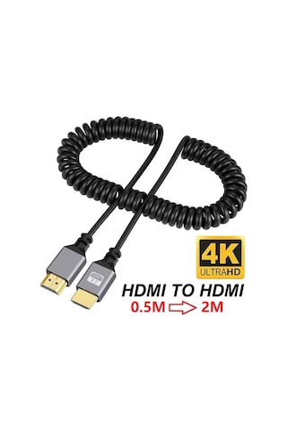 Hdmi Spiral Yaylı Uzayabilen Fullhd 4k 60hz Uhd Kablo 0.5-2 Metr