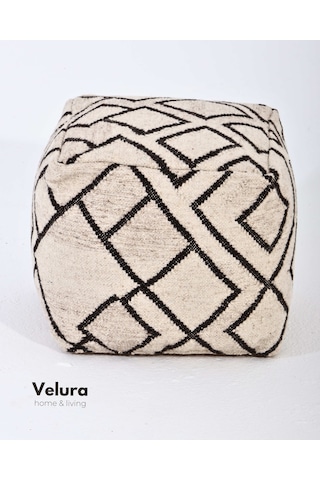 Waylon Ivory Black - Puf Ekru