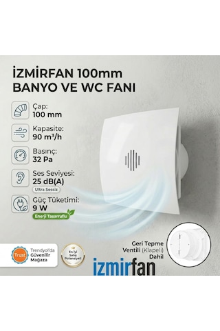 Fresh Bd 100 Kapaklı Banyo Wc Aspiratör Fanı 10 Cm Sessiz Havalandırma Fanı 100 Mm