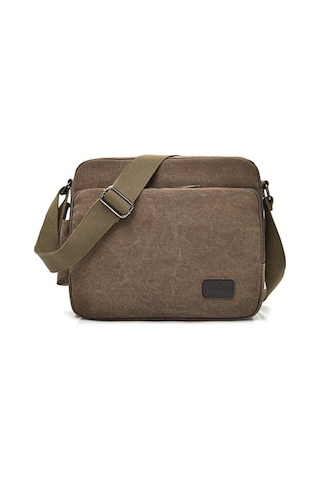 Moda Kanvas Çok Bölmeli Postacı Omuz Çantası D6661 Kahverengi