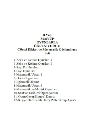 Önel Yayıncılık MiniYUP 8+ Yaş Dikkat ve Matematik Güçlendirme Seti + Kişiye Özel İsimli Harry Potter Kitap Ayracı