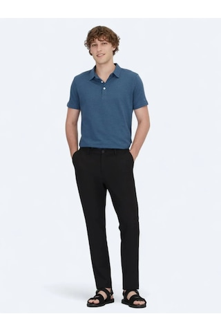 Kip Lacivert Polo Yaka %100 Pamuk T-shirt Lacivert