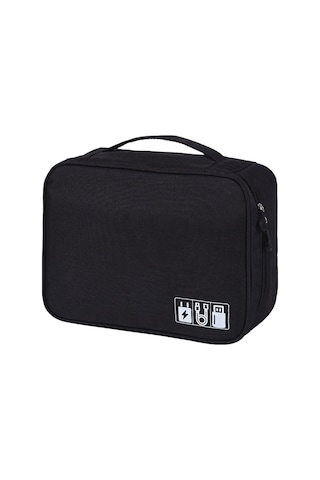 Yuntech01 Büyük Boy Siyah Dijital Aletler Çantası - Katlanabilir, Dayanıklı Katiyonik Polyester - Çok Amaçlı Veri Kablosu Ve Elektronik Aletler İçin Saklama Çantası Siyah