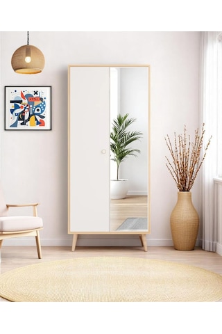 Floradesign Aden Aynalı Gardırop / Elbise Dolabı / İki Kapaklı Gardırop