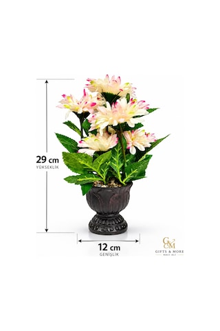 Seta Garden Çiçek Açık Pempe Siyah Vazo 33 Cm Çok Renkli