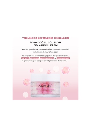 Dermokil % 100 Doğal Gül Suyu Canlandırıcı Yenileyici 3d Kapsül Krem 50 Ml