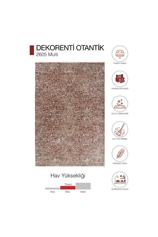 Dekorenti Otantik 2605 Multi Halı Vintage Desenli Polyester Halı