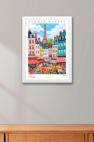 Paris Fransa Çerçeveli Tablo Seyahat Severlere Salon Ve Ofis İçin Estetik Duvar Dekoru Travel Flower Market