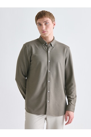 Lcw Vision Yeşil Slim Fit Uzun Kollu Erkek Dokulu Gömlek