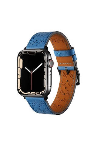 Apple Watch Uyumlu Ultra 49mm Krd-76 Pu Deri Kordon Strap Kayış - Lacivert