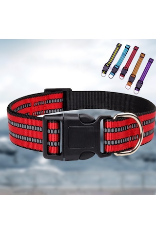 Geeroyoo Yansıtıcı Naylon Köpek Tasması - Ayarlanabilir Ve Rahat, Orta/büyük Boy Köpekler İçin Siyah