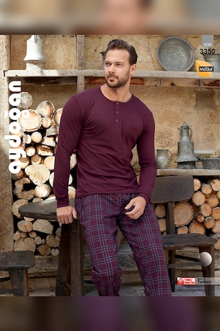 Aydoğan Erkek Civan Patlı Modal Bordo Pijama Takım 3350 Bordo