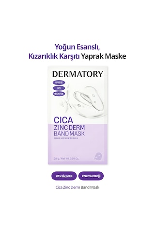 Cica İçerikli, Yoğun Esanslı, Kızarıklık Karşıtı Yaprak Maske Dermatory Cica Zinc Derm Band Mask