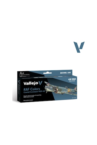 Vallejo 71148 8x18 Ml. Raf Colors Coastal Command 1939-1945, Model Air Serisi Model Boyası Seti Renkli