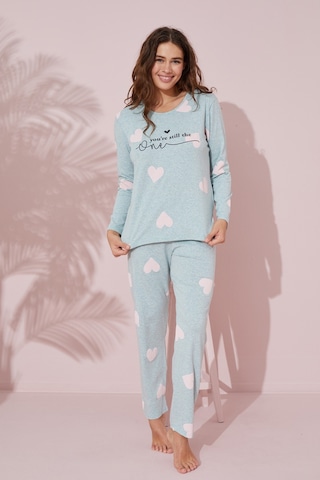 Siyah İnci Pamuklu Örme Pijama Takım 24241074 Yeşil