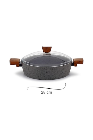 Vogue 28 Cm Granit Pilav Karnıyarık Tenceresi - İndüksiyon Tabanlı - Güveç Ve Pilav Yemekleri İçin Gri