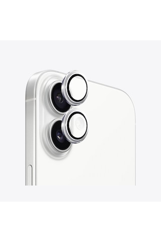 Safeus Safir Temperli Kamera Lens Koruyucu Apple Uyumlu iPhone 16 Plus Ve İle Beyaz