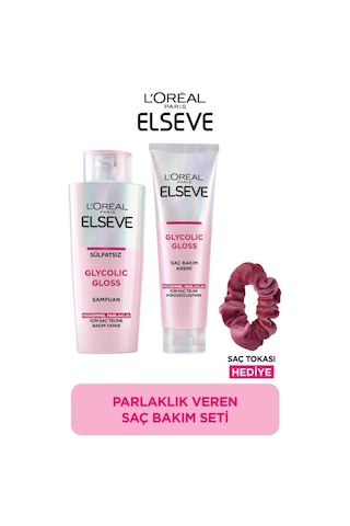 Elseve Glycolic Gloss Mükemmel Parlaklık Şampuan 200 ML + Saç Kremi 150 ML + Saç Tokası
