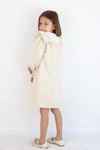 Miababy Nakış Detaylı Keten Elbise 1-8 Yaş Krem