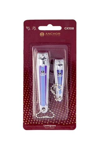 Anchor Çift Renkli Katelalı Tırnak Makası Seti 2 Li Mavi (GX108) GKH