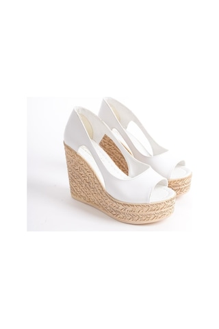 Asmi Shoes Kadın Belon 11 Cm Platformlu Dolgu Topuklu Ayakkabı Beyaz Beyaz