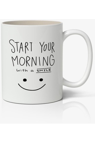 Smile Gülümse Tasarımlı Kupa Bardak Baskılı Kahve Kupa Bardak
