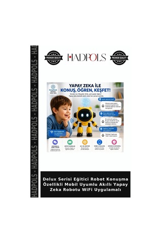 Delux Serisi Eğitici Robot Konuşma Özellikli Mobil Uyumlu Akıllı Yapay Zeka Robotu Wifi Uygulamalı