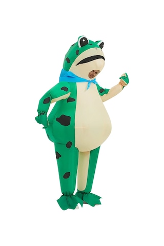 Şişme Kurbağa Kostüm Komik Tam Vücut Blow Up Cosplay Kostüm Seti