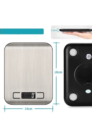 Dijital Hassas Paslanmaz Yüzey Mutfak Tartı 10 Kg/1 Gr Hassasiyet