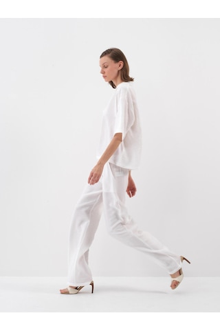 Xint Beyaz Doğal Dökümlü Oversize Bluz 751129