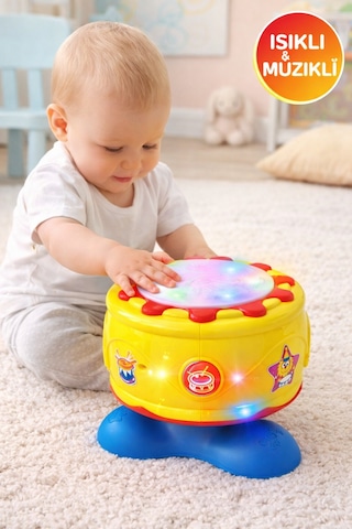Işıklı Müzikli Davul Oyuncak Renkli Işık Bebek Eğitici Oyuncak