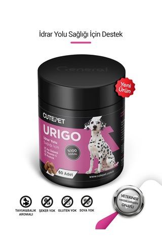 Cutepet Urigo Köpek İdrar Yolu Sağlığı Destekleyici Tablet 60 Adet Üriner Sistem Ve Mesane Destekleyici