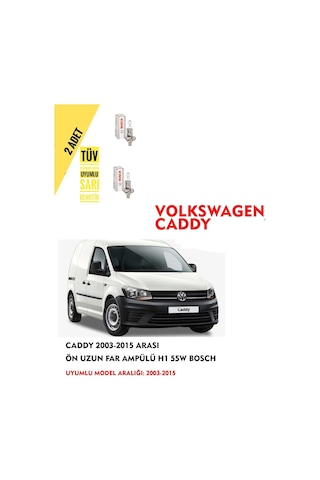 Caddy 2003-2015 Arası Ön Uzun Far Ampülü 2 Adet Sarı Renk
