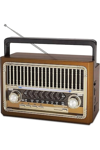 Abatech Ktf-1655 Nostalji Radyo Bluetooth Hoparlör El Feneri Usb Şarjlı