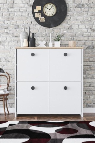 4 Kapaklı 4 Raflı Dekoratif Kiler, Mutfak, Banyo Dolabı