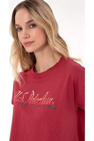U.S. Polo Assn. Kadın Vişne Bisiklet Yaka Tişört 50299735-VR223