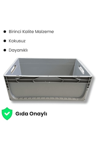 Alpbx 1.kalite Gri Plastik Kasa 60x40x22 Cm - Kutu 44 Litre Gri