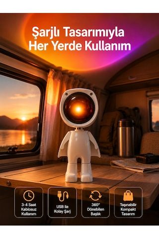 Gün Batımı Projektör Lamba Astronot Görünümlü Dekoratif Masa Lambası - Lisinya Çok Renkli 22931407