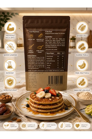 Kolajenli Proteinli Pankek Toz Karışımı Şeker İlavesiz Beyaz Un İçermez 100 G